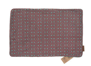 Farverigt Silke pudebetræk 60x40 cm med indisk orientalsk geometrisk mønster i rød blå og hvid boho vintage pude