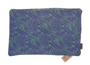 Seidenkissenbezug 60x40 cm in Petrol und Dunkelblau mit Suzani-inspiriertem Muster aus gewundenen Blättern im ethnisch-orientalischen Boho-Stil für ein einzigartiges Kissen