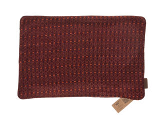 Silke pudebetræk 60x40 cm i rødbrun med små regelrette prikker og indisk etnisk boho vintage orientalsk look sari pude