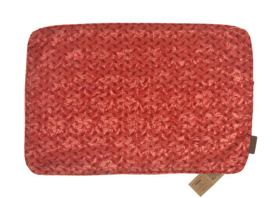 Kissenbezug aus roter Seide, 60 x 40 cm, aus korallenfarbenem Sari-Stoff mit feiner, gekräuselter Struktur und Wellenmuster für Boho- und Vintage-Kissen