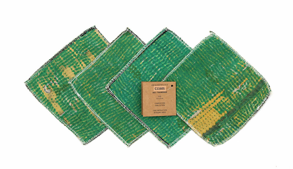 Set mit 4 grünen Untersetzern, 12x14 cm (feine Untersetzer)