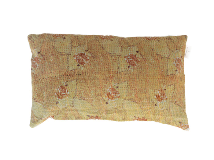 Farbenfroher indischer Sari-Kissenbezug (30 x 50 cm) mit türkisfarbenen, dunkelblauen und goldenen Mustern und Wellen-/geometrischem Design – einzigartiges Boho- und Vintage-Sari-Kissen