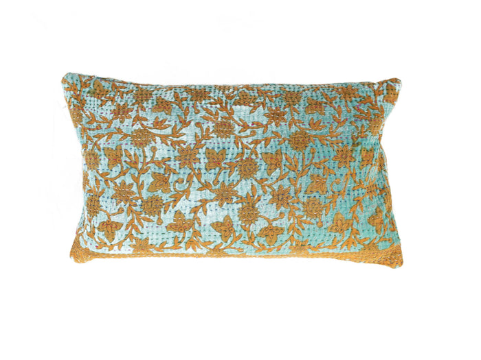 Einzigartiger Sari-Kissenbezug 30x50 in Rostorange, Sand und Beige mit Vintage-indisch-orientalischem Muster im Boho-Stil (Sari-Kissen)