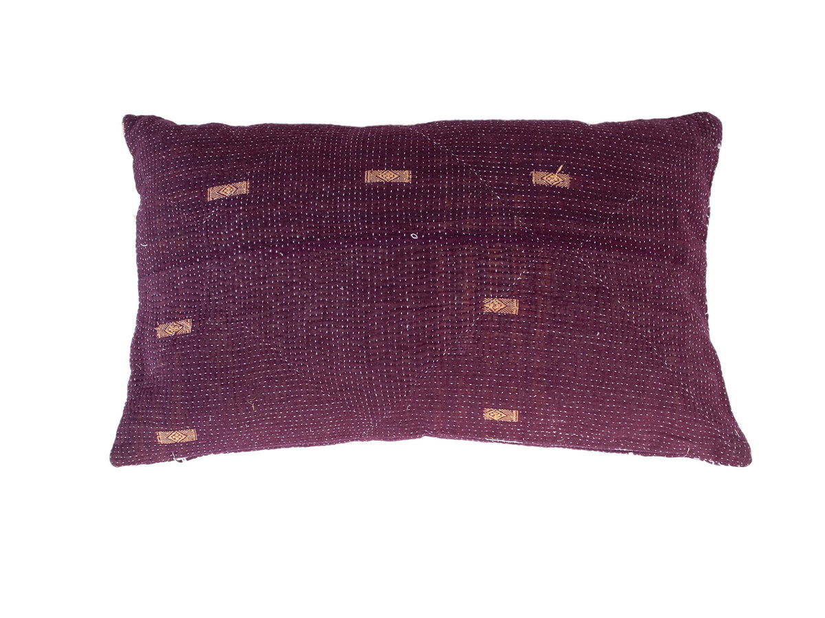 Sari pillowcase 30x50 with vintage floral and ornamental pattern in gray, yellow, pink and blue - unique Indian boho sari pillow/Indian pillowcase