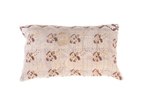 Sari-Kissenbezug 30x50 cm in Beige mit braunen und goldenen Ziermustern, ethnische und bohemische Sari-Kissen aus recyceltem indischem Stoff mit orientalischen Details