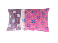 Sari-Kissenbezug 30x50 mit farbenfrohem Boho-Patchwork in Grün, Türkis und Rosa, indischem/Vintage-Muster und orientalischen Details im Sari-Kissen-Stil