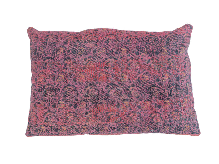 Bunter, aus recyceltem Sari gefertigter Kissenbezug (60 x 40 cm) mit Boho-Karomuster in Türkis, Blau, Lila und Rosa – indischer/Vintage-Sari-Kissen-Look