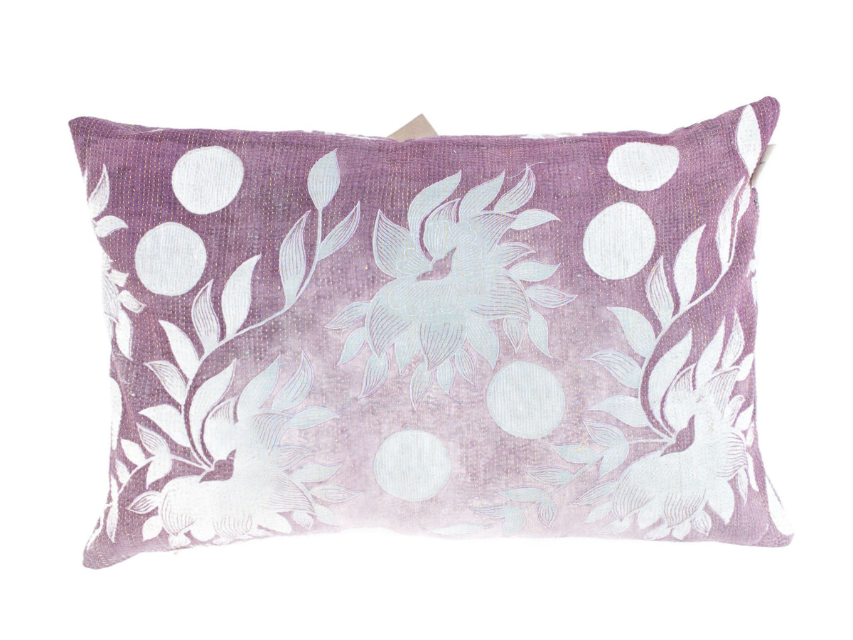 Sari-Kissenbezug 60x40 cm mit farbenfrohen Boho-Patchwork-Quadraten in Türkis, Pfirsich, Orange und Weiß – einzigartiges indisches Vintage-Sari-Kissen/indischer Kissenbezug