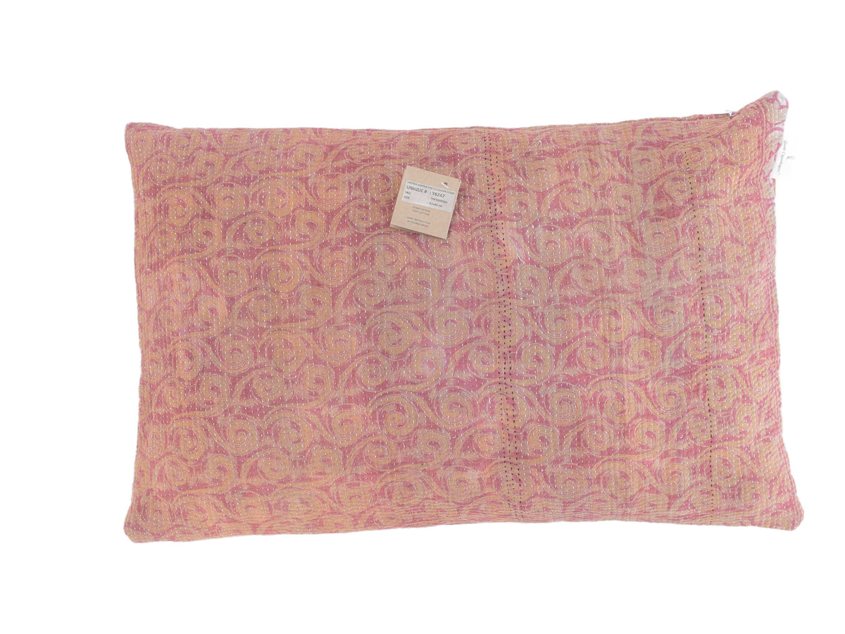 Sari-Kissenbezug 60x40 in türkisfarbenem, blau-weißem Karomuster mit ethnischem und bohemischem Vintage-Look - einzigartiges indisches Kissen/Upcycling-Sari-Kissen für farbenfrohe Sari-Kissen und orientalische Kissen.