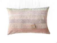 Sari pillowcase 60x40 in mustard yellow, gray and purple with boho oriental patterns and round patchy details - unique Indian pillowcase upcycled sari pillow