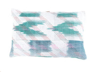Sari-Kissenbezug 60x40 cm im Patchwork-Stil mit farbenfrohen Grün- und Türkistönen, Vintage-Boho-/orientalischem Muster und einzigartigem Sari-Kissen aus recyceltem Stoff