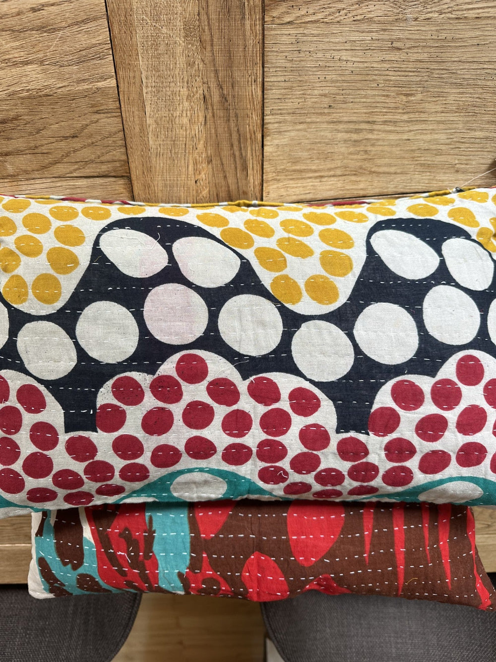 Kantha Duo – 2 Kissenbezüge 30x50 – Cremeweiß