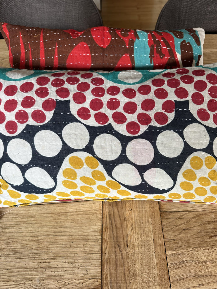 Kantha Duo – 2 Kissenbezüge 30x50 – Cremeweiß