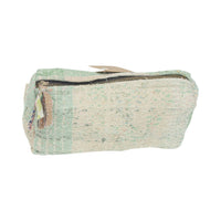 Fine Q Pouch Large, 17 × 12 cm, in mint green and cream with a zip and coloured fabric panels.